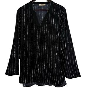 Timeson Black Stripe Whimsigoth Blouse XL